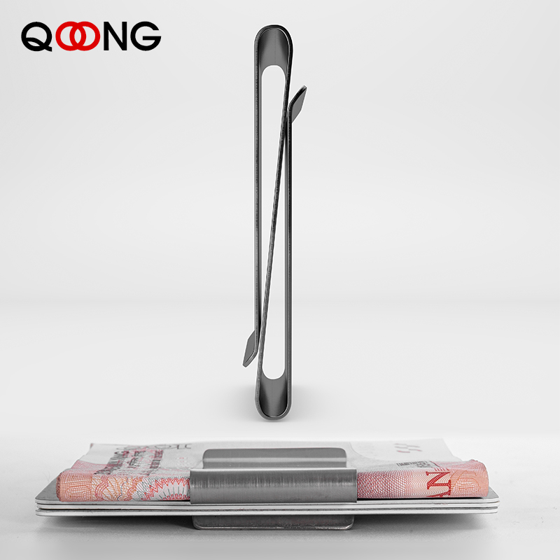 Money Clip Slim - QOONG Нержавеющая сталь тонкое двухстороннее Для