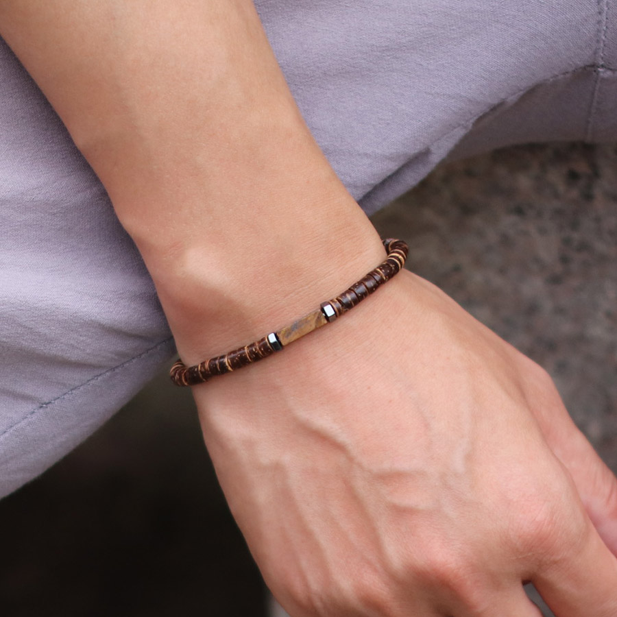 Men Accessories Amazon - Мужской браслет из натуральной скорлупы кокоса