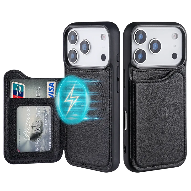 Phone Wallet Combo - Для Magsafe Магнитный флип-кожаный чехол-кошелек с