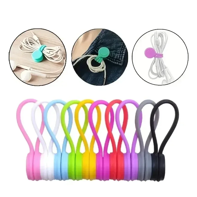 Tie Clip Set - 5/3/1 шт. силиконовых магнитных кабельных стяжек,