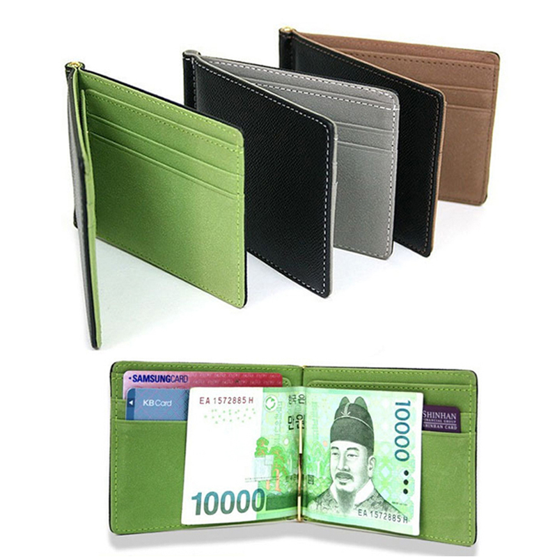 Money Clip Slim - Тонкий мужской кожаный кошелек Зажимы для