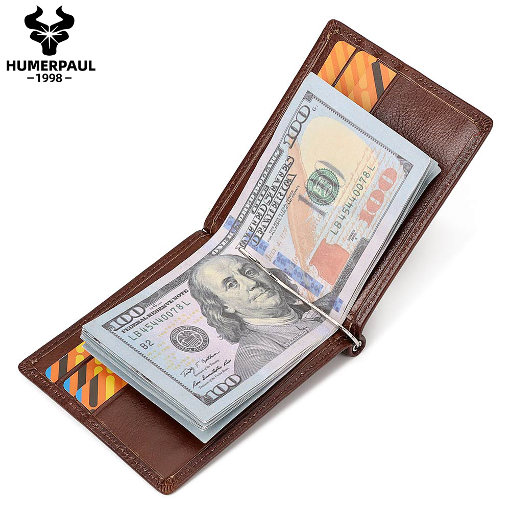 Money Clip Slim - Мужской тонкий кошелек из натуральной кожи