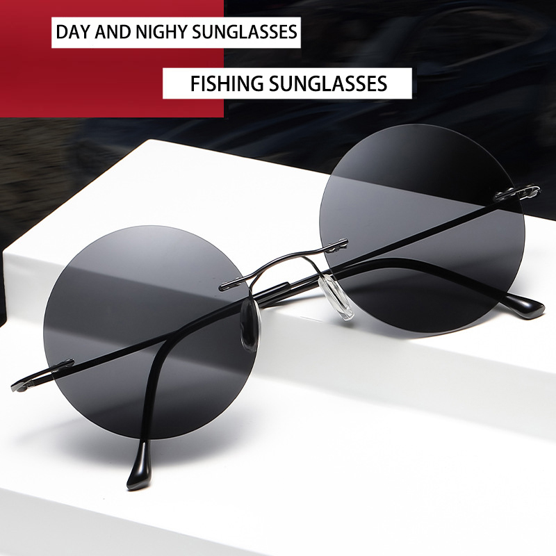 Sunglasses Polarized Men - BOYSEEN Ультралегкие поляризационные круглые безрамочные солнцезащитные