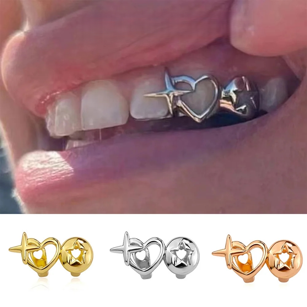 Men Accessories In Silver - Панк Хип-Хоп Полые Сердечки Зубные Кепки