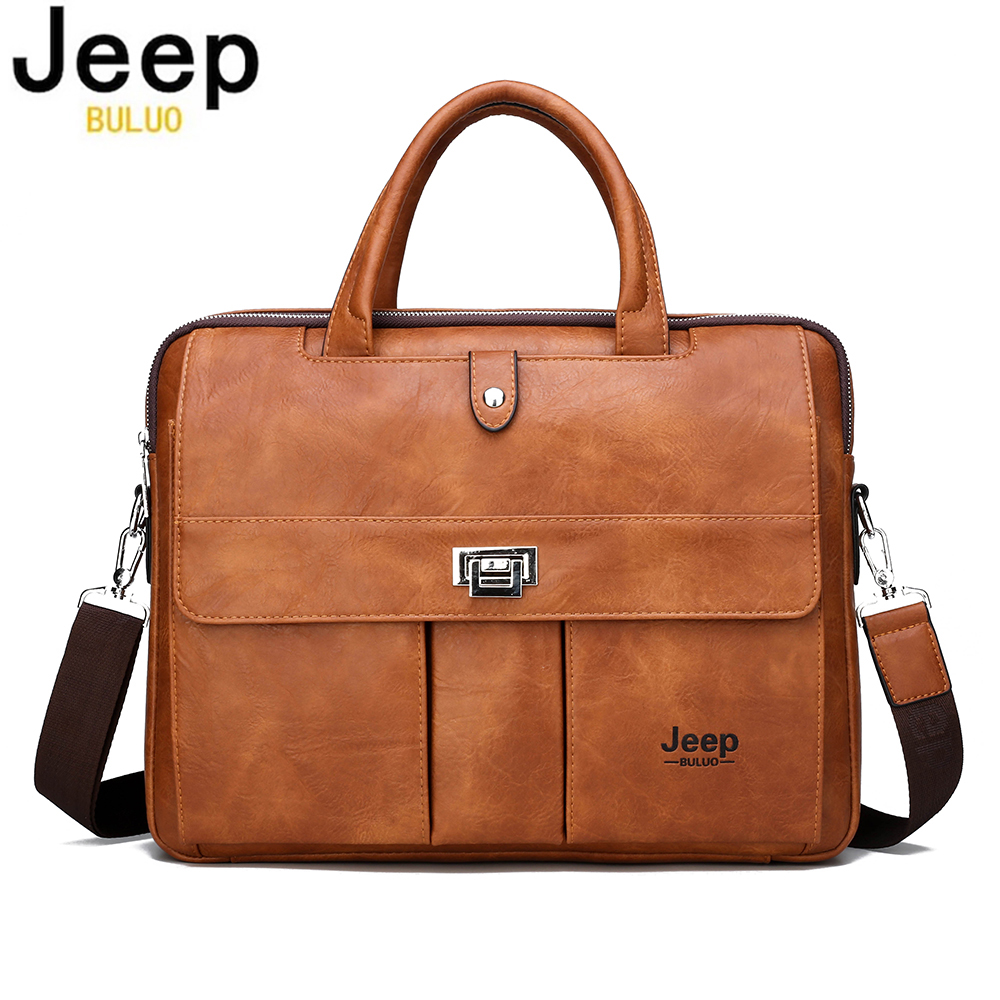 Men Accessories Bag - Мужской кожаный портфель Jeep Buluo для